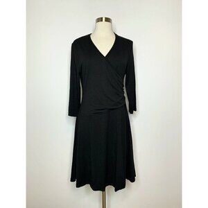 GARNET HILL Dress Women Medium Black Faux Wrap